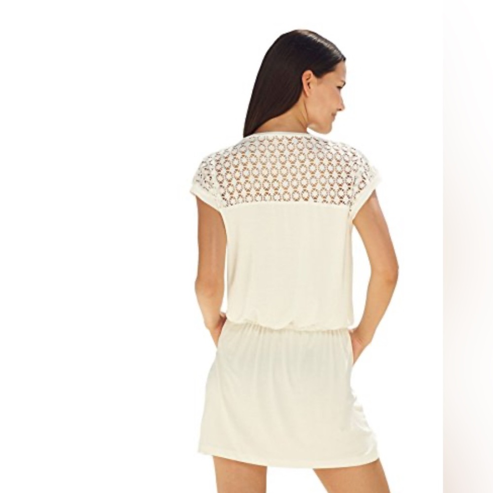 Calvin Klein White Crochet Shoulder Cover-Up Dress - Size L/XL